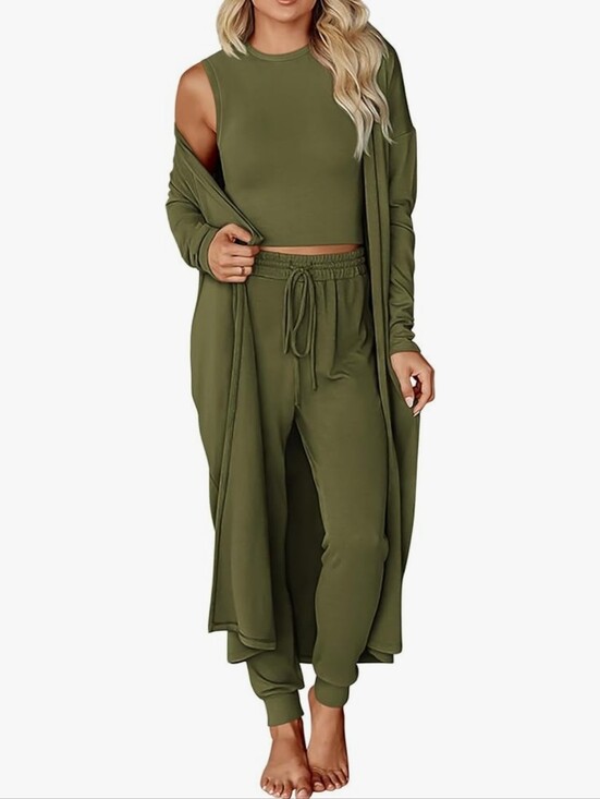 kirundo Pants - Olive Green Women's 3-Piece Lounge Jumpsuit Set